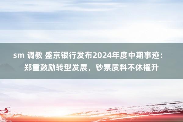 sm 调教 盛京银行发布2024年度中期事迹： 郑重鼓励转型发展，钞票质料不休擢升