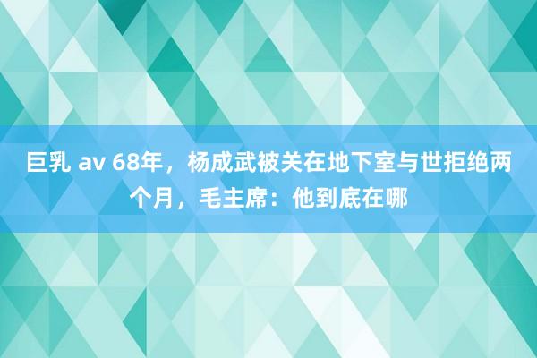 巨乳 av 68年，杨成武被关在地下室与世拒绝两个月，毛主席：他到底在哪