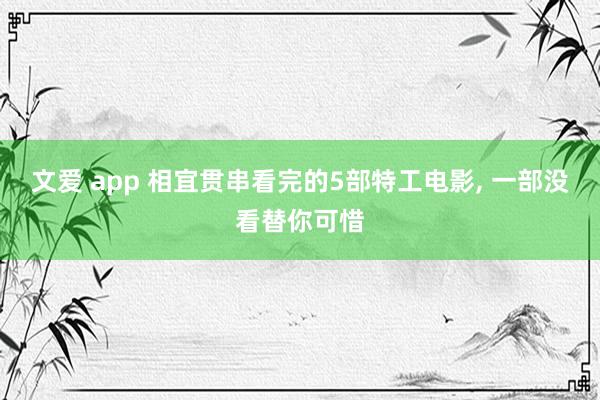 文爱 app 相宜贯串看完的5部特工电影， 一部没看替你可惜